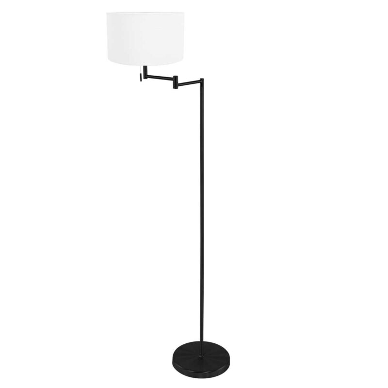 Vloerlamp Bella 3883ZW met wit linnen tonvormige lampenkap - Afbeelding 2