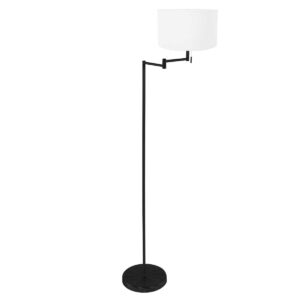 Vloerlamp Bella 3883ZW met wit linnen tonvormige lampenkap