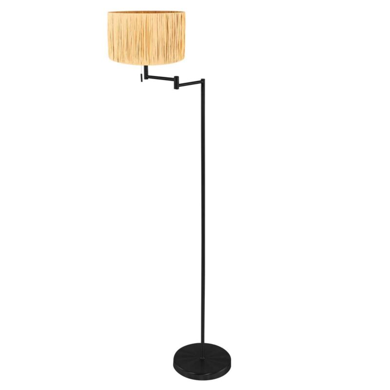 Vloerlamp Bella 3885ZW met beige-gele gevlochten gras kap - Afbeelding 2