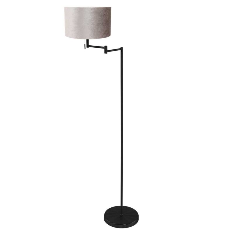 Vloerlamp Bella 3886ZW met zinc taupe fluweelachtige lampenkap - Afbeelding 2