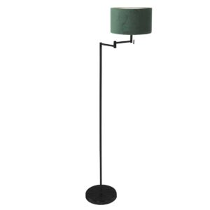 Vloerlamp Bella 3890ZW met groene fluweelachtige lampenkap Greenwave