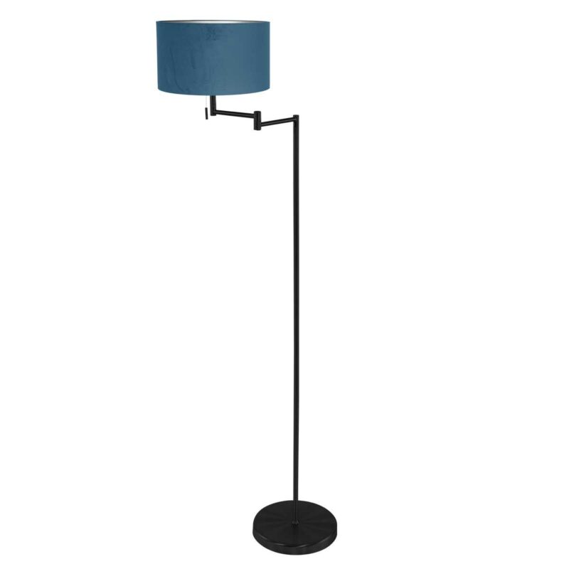 Vloerlamp Bella 3891ZW met blauw fluweelachtige lampenkap - Afbeelding 2