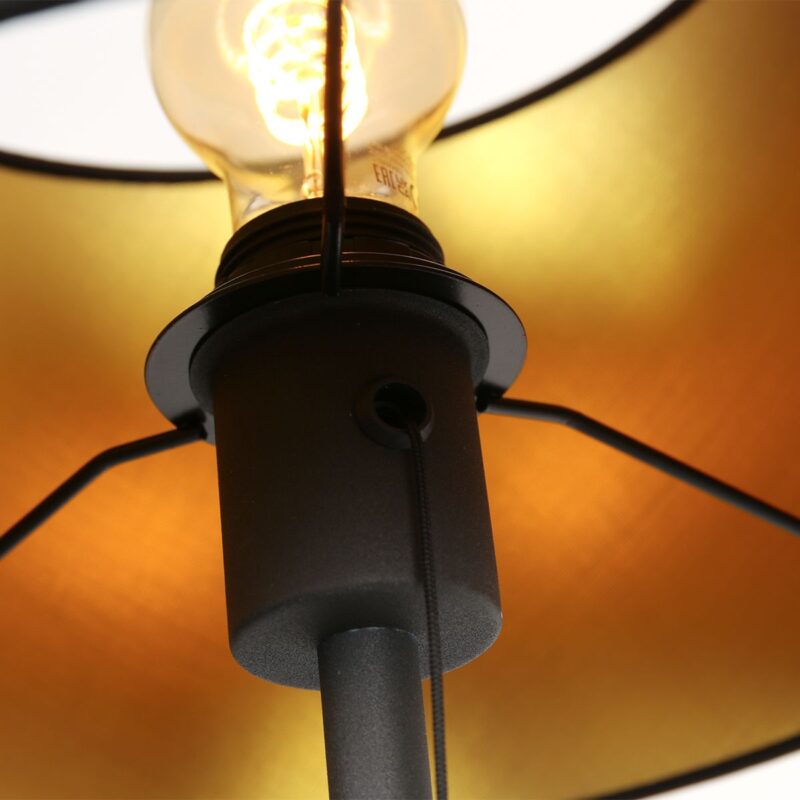 Vloerlamp Bella 5894ZW inclusief zwart linnen kap met gouden binnenkant - Afbeelding 11