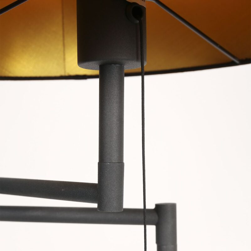Vloerlamp Bella 5894ZW inclusief zwart linnen kap met gouden binnenkant - Afbeelding 5