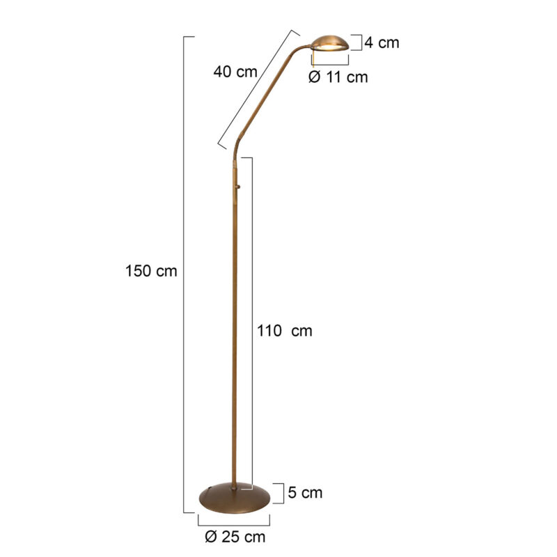 Vloerlamp Biron 1 lichts 7501BR Brons met dimmer 2700 Kelvin - Afbeelding 6