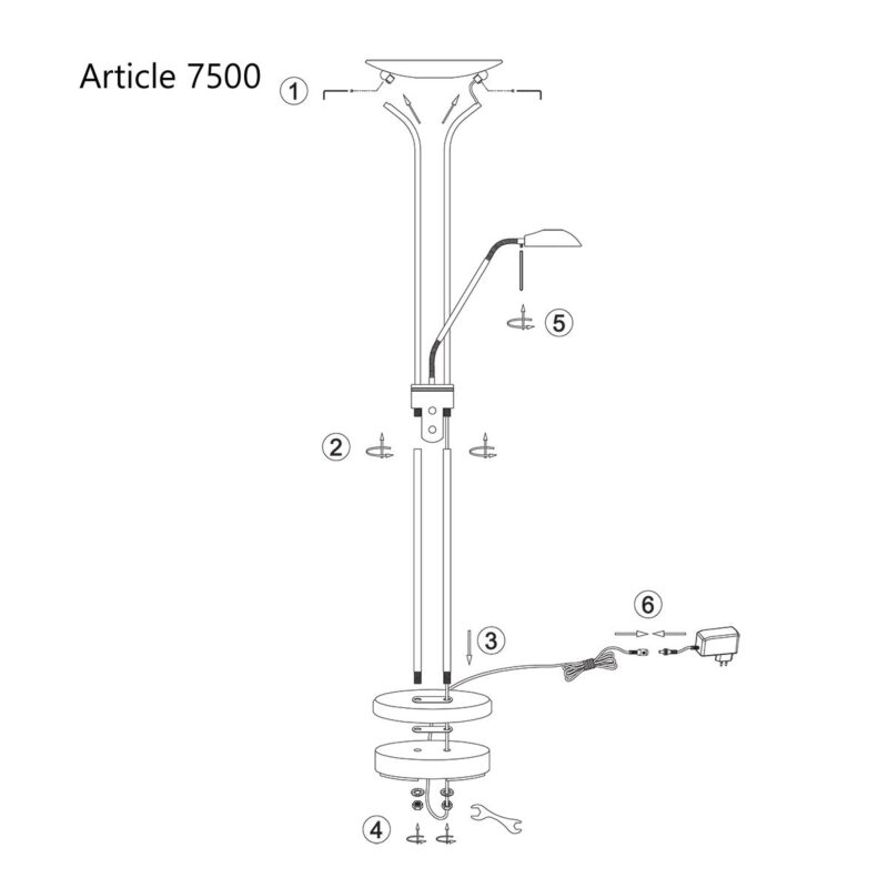 Vloerlamp Biron 7500ZW Zwart met twee dimmers 2700 Kelvin - Afbeelding 9