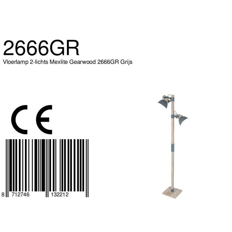 Lámpara de pie Gearwood 2666GR Gris - Diseño moderno y elegante - Imagen 8