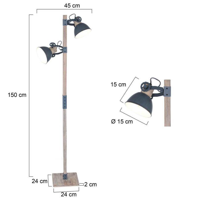 Vloerlamp Gearwood 2666GR Grijs – Stoer en Stijlvol Design - Afbeelding 7