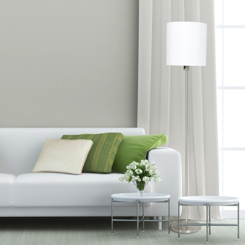 Vloerlamp Noor 1564ST Staal inclusief wit linnen kap - Afbeelding 3
