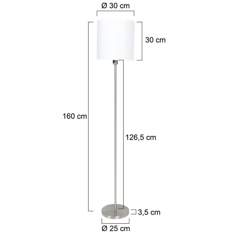 Vloerlamp Noor 1564ST Staal inclusief wit linnen kap - Afbeelding 7