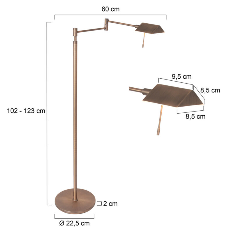 Vloerlamp Retina 3083BR Brons in hoogte verstelbaar - Afbeelding 8