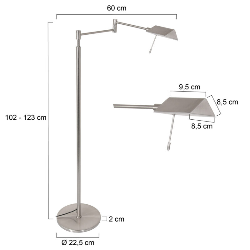 Vloerlamp Retina 3083ST Staal in hoogte verstelbaar - Afbeelding 7