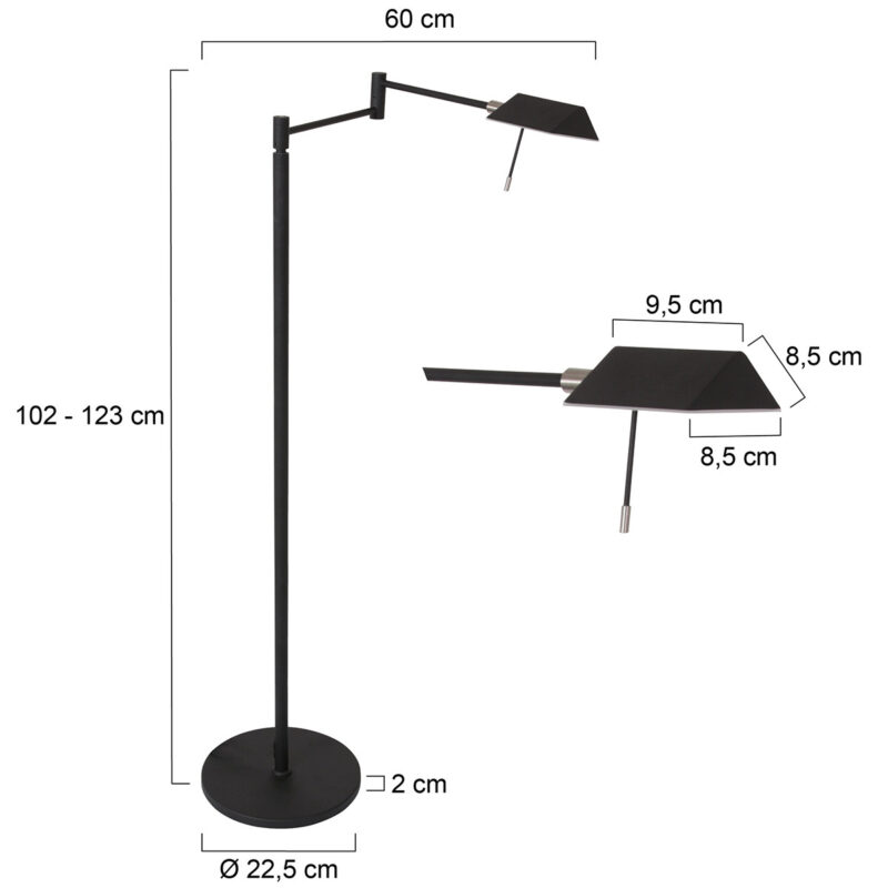Vloerlamp Retina 3083ZW Zwart in hoogte verstelbaar - Afbeelding 6
