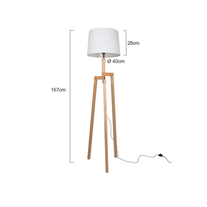 Vloerlamp Sabi 7661BE driepoot met E27 fitting - Afbeelding 8