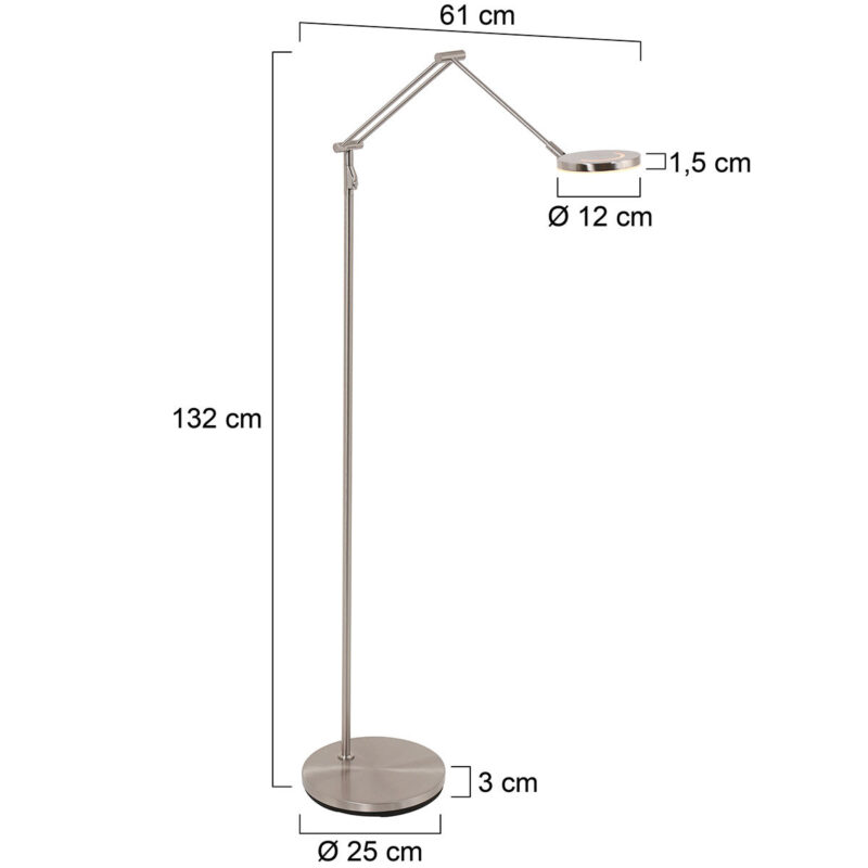 Vloerlamp Soleil 3257ST Staal met verstelbare arm - Afbeelding 7