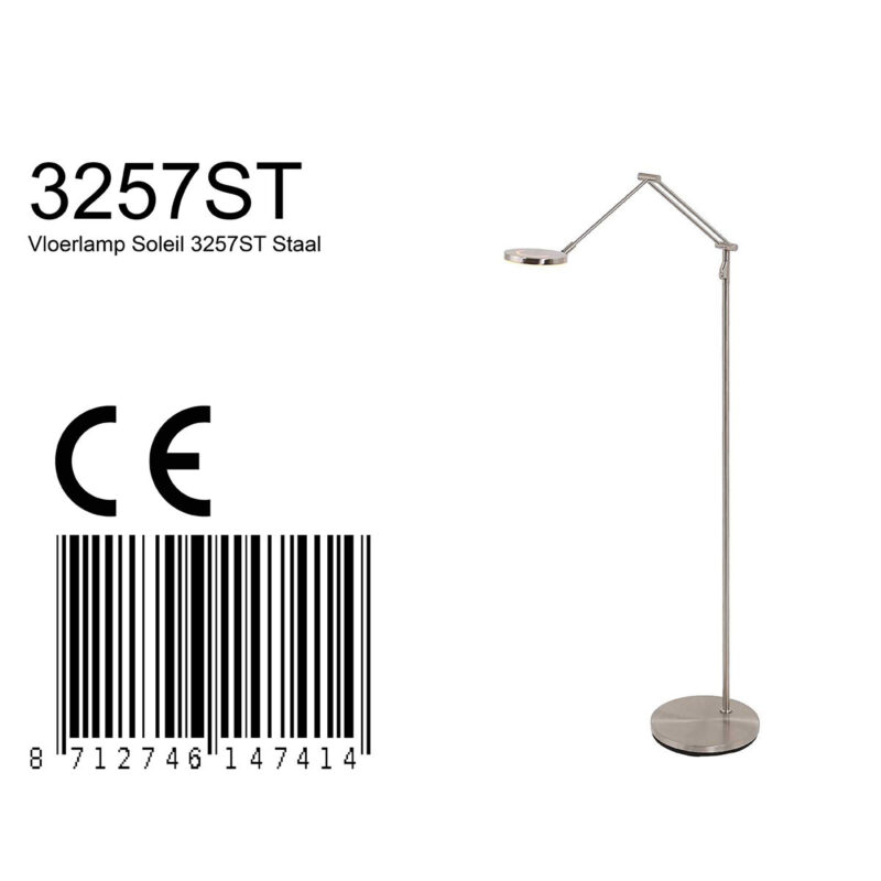 Vloerlamp Soleil 3257ST Staal met verstelbare arm - Afbeelding 8