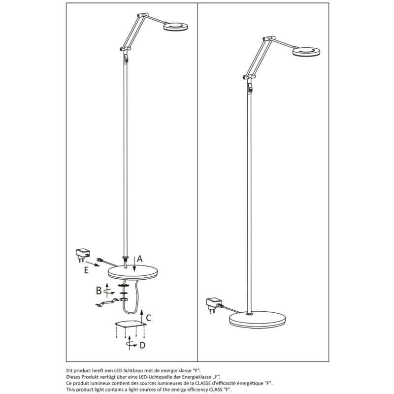 Vloerlamp Soleil 3257ZW zwart met verstelbare arm - Afbeelding 10