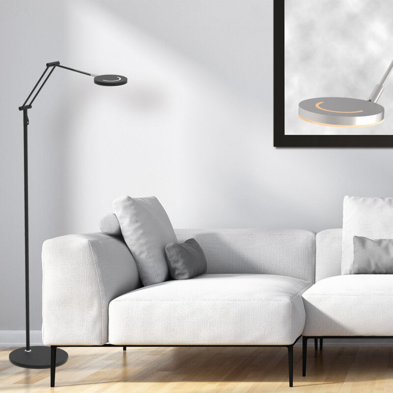 Vloerlamp Soleil 3257ZW zwart met verstelbare arm - Afbeelding 3