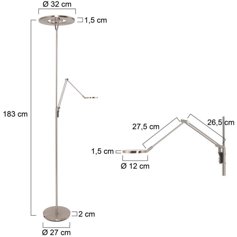 Vloerlamp Soleil 3258ST Staal met verstelbare leesarm - Afbeelding 7