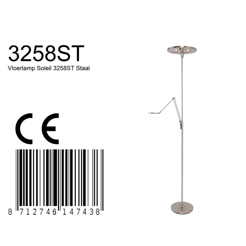 Vloerlamp Soleil 3258ST Staal met verstelbare leesarm - Afbeelding 8