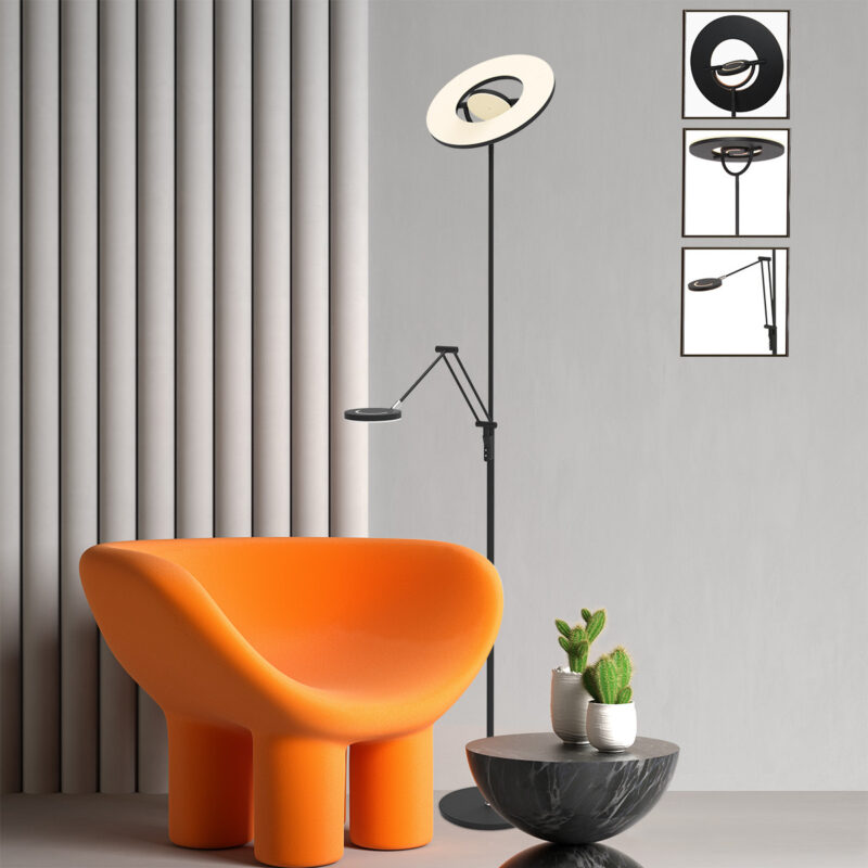 Vloerlamp Soleil 3258ZW Zwart met verstelbare leesarm - Afbeelding 25