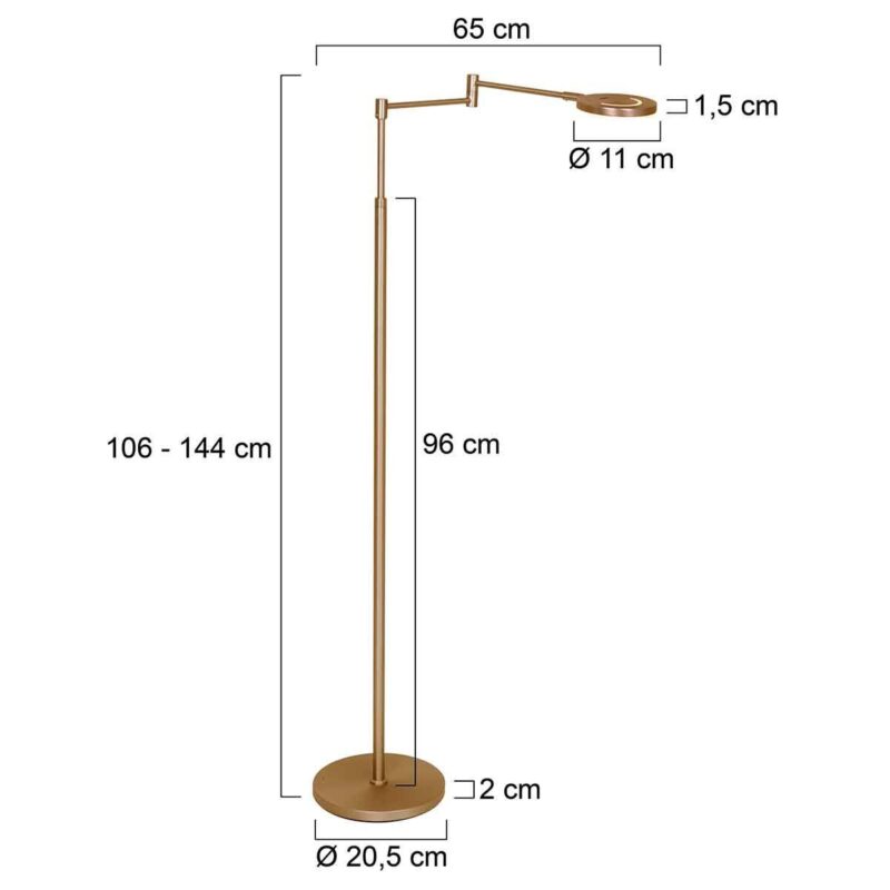 Vloerlamp Soleil accu 3515BR geborsteld brons met zwenkarm - Afbeelding 7