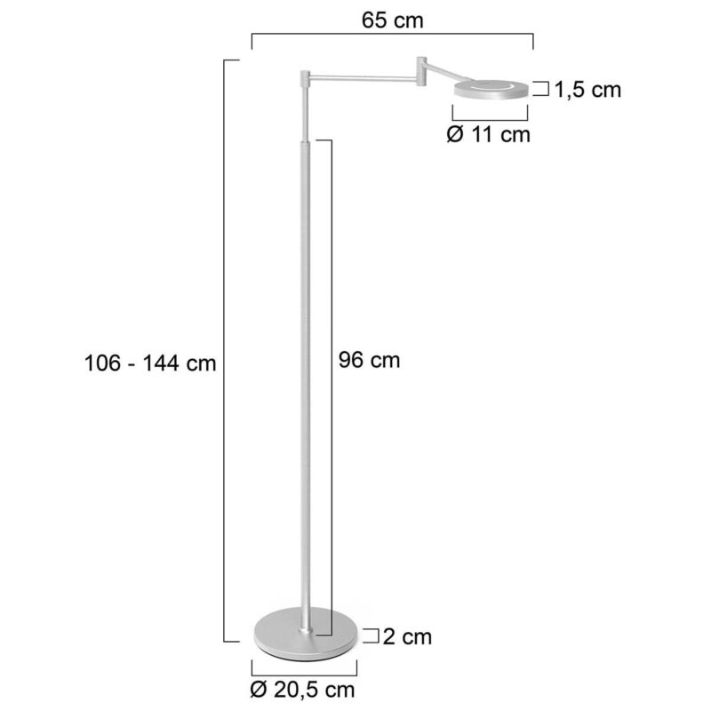Vloerlamp Soleil accu 3515ST staal met zwenkarm - Afbeelding 8