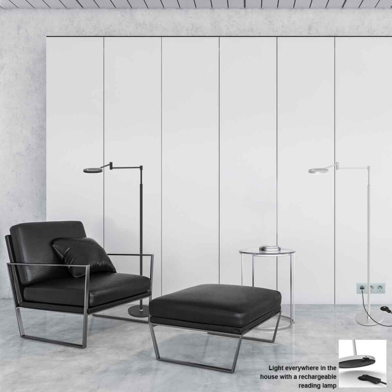 Vloerlamp Soleil accu 3515ZW zwart met zwenkarm - Afbeelding 4