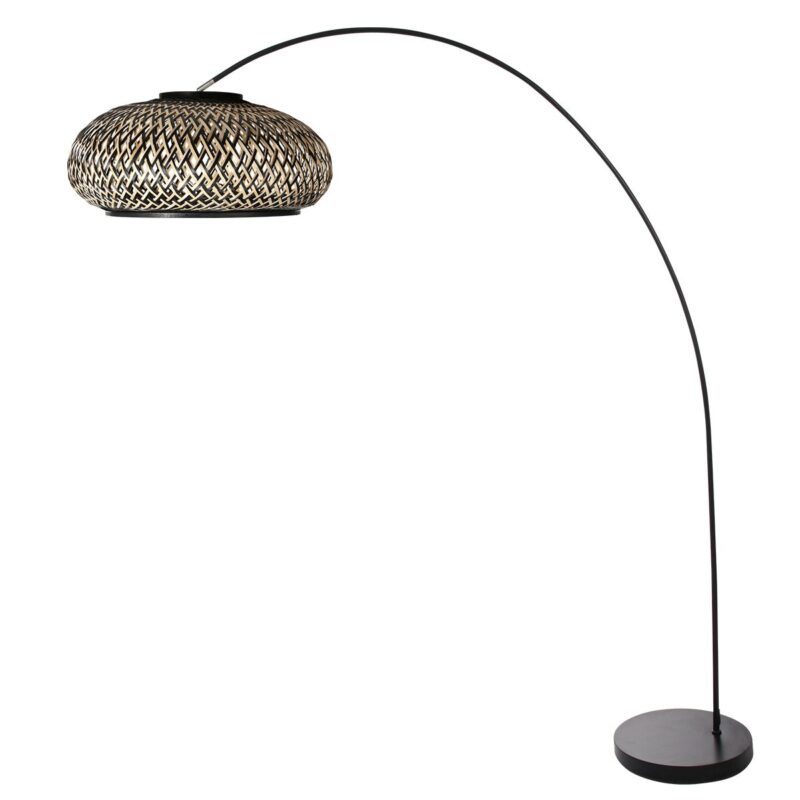 Vloerlamp Solva Bamboo 4232ZW met gevlochten bamboe kap Ø50 cm - Afbeelding 2