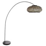 Vloerlamp Solva Bamboo 4232ZW met gevlochten bamboe kap Ø50 cm