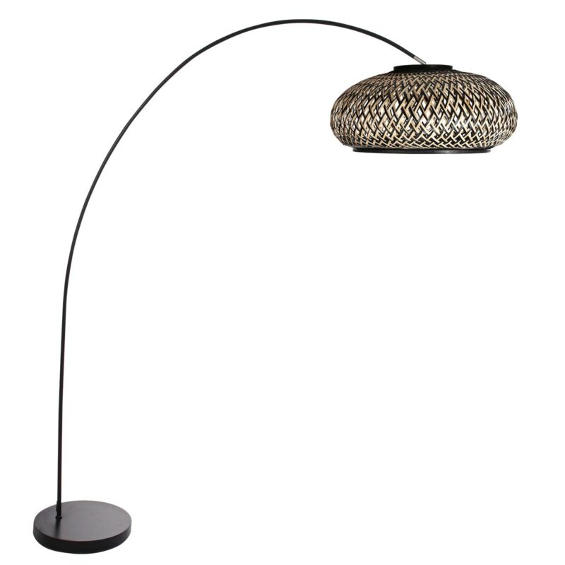 Vloerlamp Solva Bamboo 4232ZW met gevlochten bamboe kap Ø50 cm