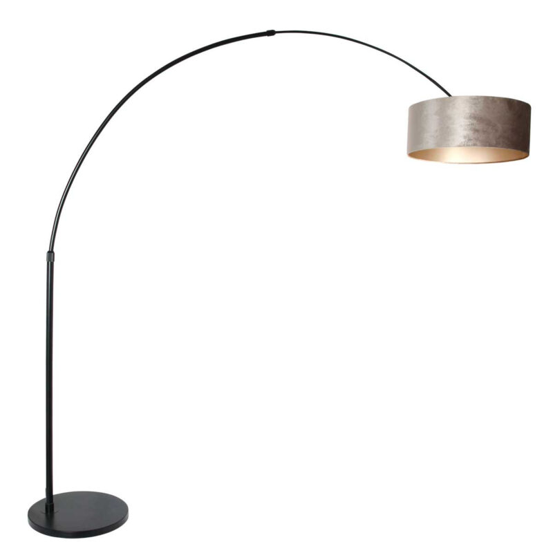 Vloerlamp Sparkled Light 8128ZW Zwart. Met fluweel zilver velours kap - Afbeelding 2