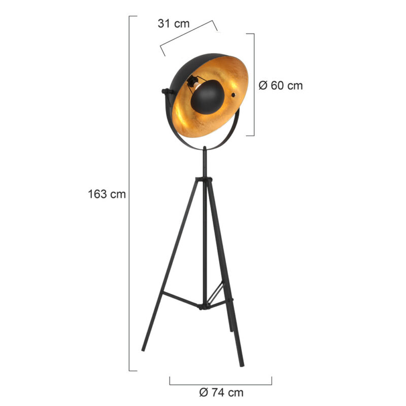 Vloerlamp Sunflower 3664ZW Zwart met E27 fitting - Afbeelding 8