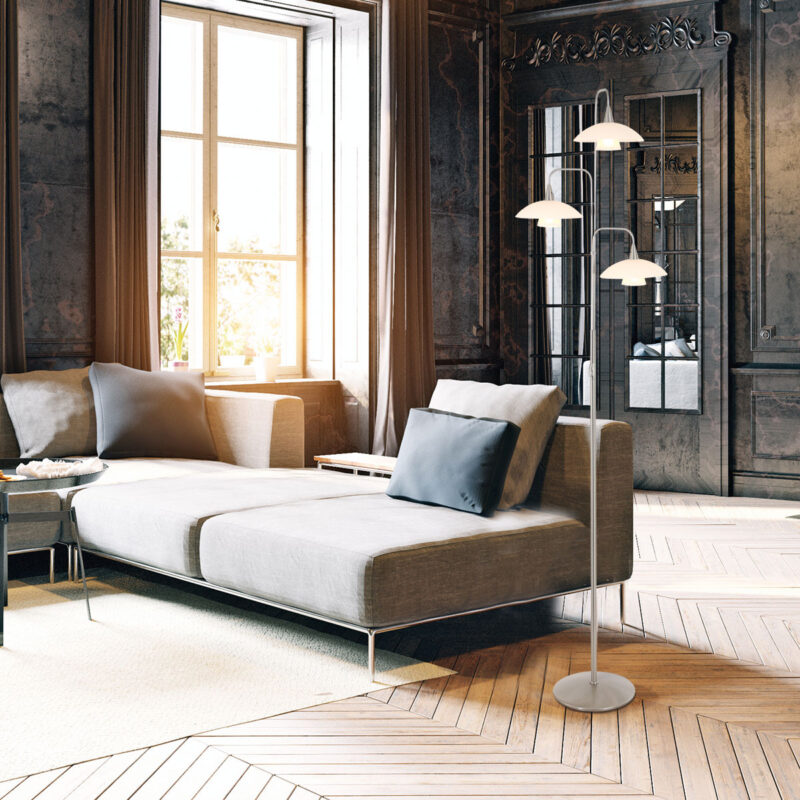 Vloerlamp Tallerken 2659ST Staal 3 licht met dimmer - Afbeelding 3
