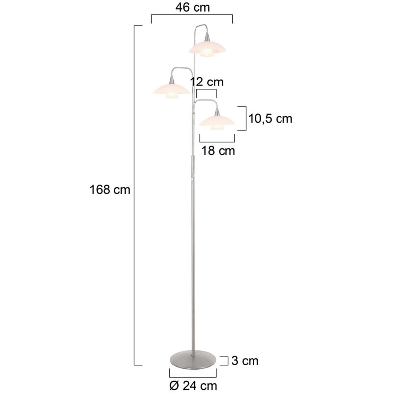 Vloerlamp Tallerken 2659ST Staal 3 licht met dimmer - Afbeelding 7