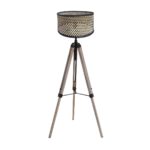 Vloerlamp Triek 4098ZW driepoot met een gevlochten bamboe kap