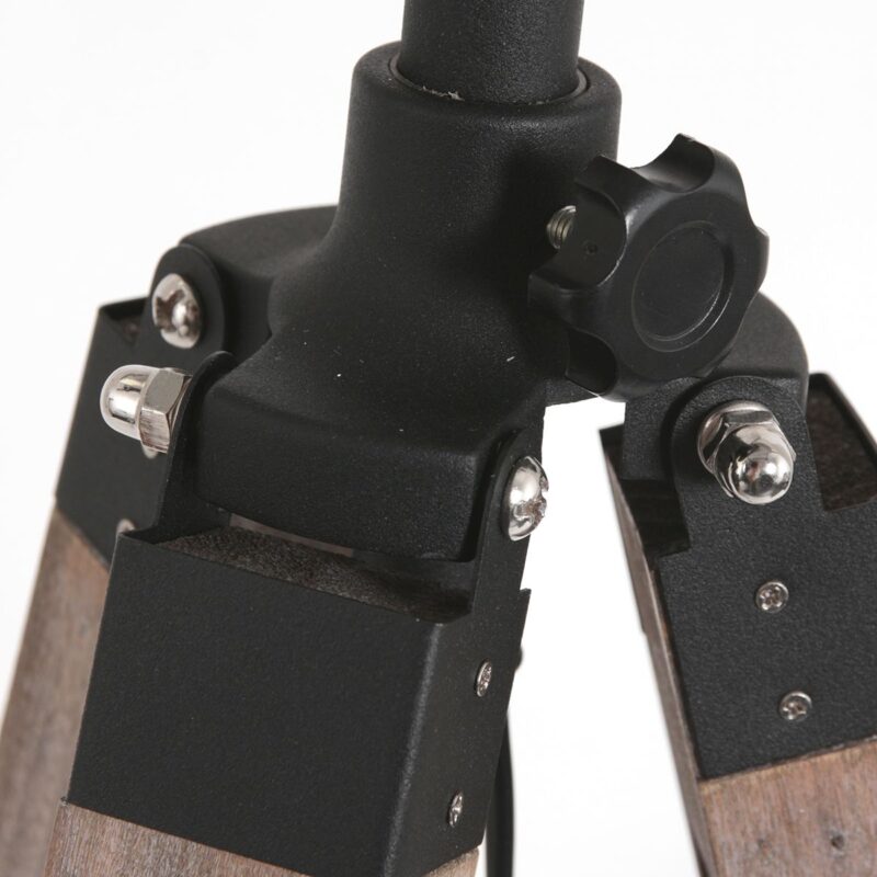 Vloerlamp Triek 4098ZW driepoot met een gevlochten bamboe kap - Afbeelding 3