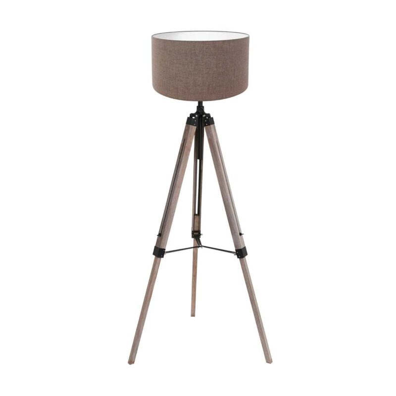 Vloerlamp Triek 4099ZW driepoot met een grijs linnen kap - Afbeelding 2