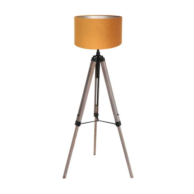 Vloerlamp Triek 4103ZW driepoot met een gouden velours kap - Afbeelding 2