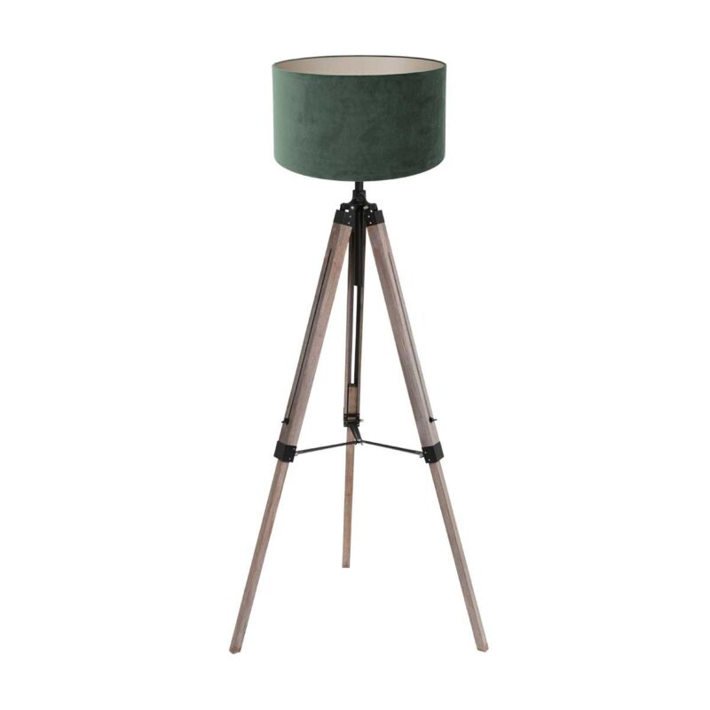 Vloerlamp Triek 4104ZW driepoot met een groene velours kap Greenwave - Afbeelding 2