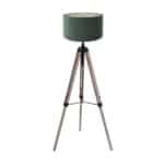 Vloerlamp Triek 4104ZW driepoot met een groene velours kap Greenwave