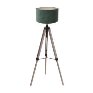 Vloerlamp Triek 4104ZW driepoot met een groene velours kap Greenwave