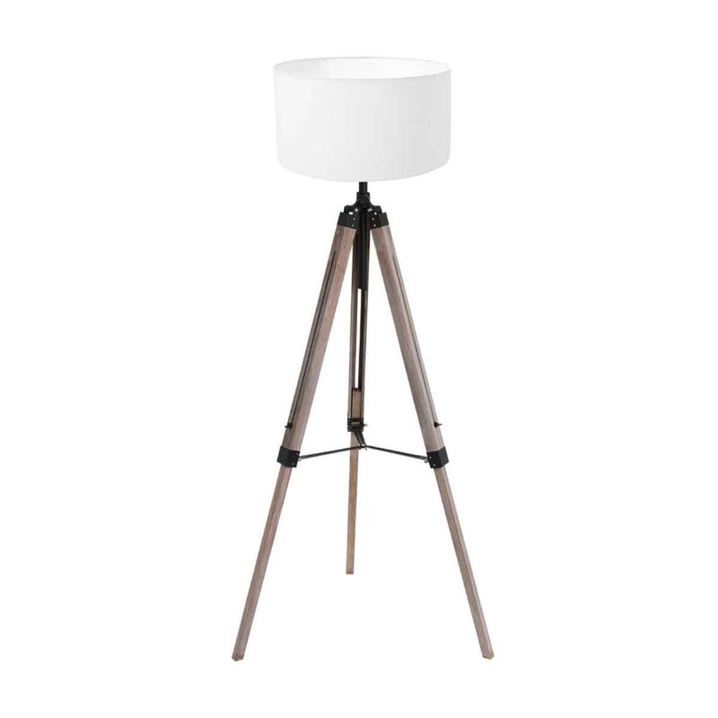 Vloerlamp Triek 4105ZW driepoot met een linnen witte kap - Afbeelding 2