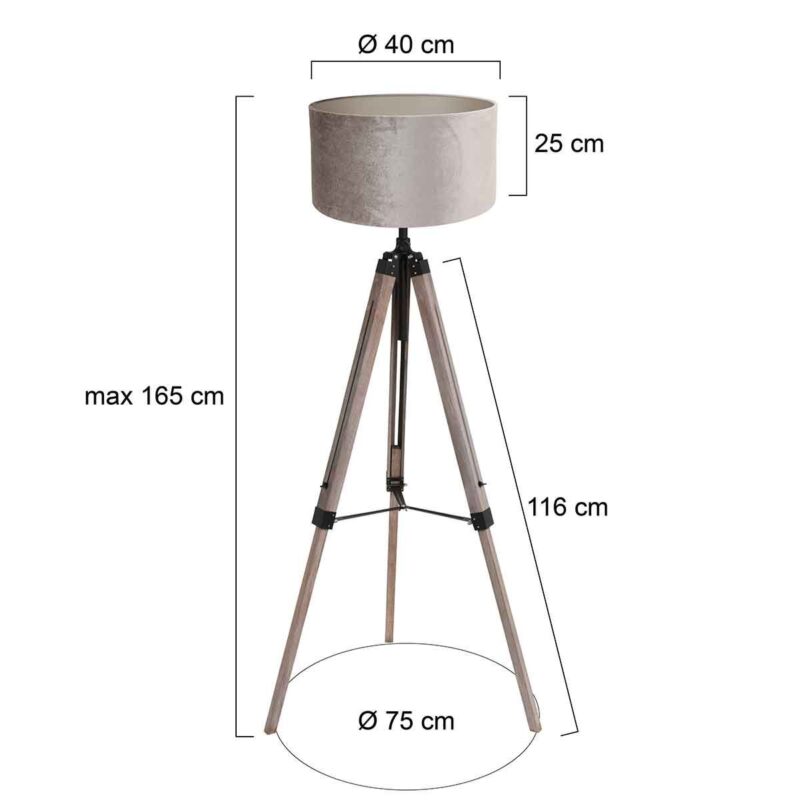 Vloerlamp Triek 4106ZW driepoot met Grijze lampenkap - Afbeelding 6