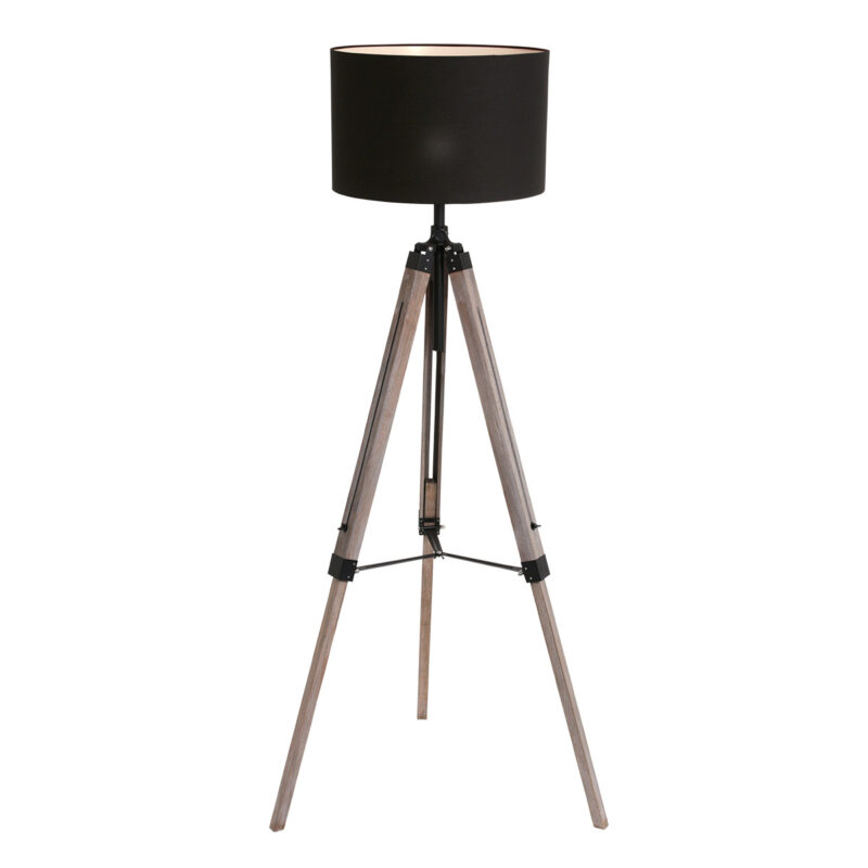 Vloerlamp Triek 7175ZW driepoot met zwart gouden lampenkap - Afbeelding 2