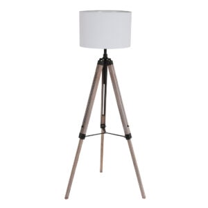 Vloerlamp Triek 7176ZW driepoot met grof linnen witte lampenkap