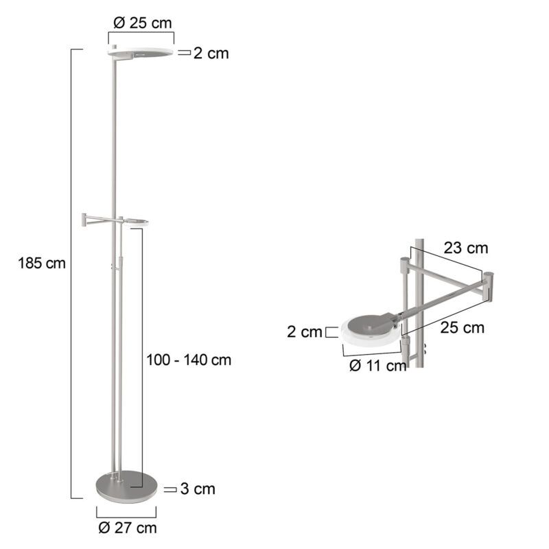 Vloerlamp Turound 2560ST Staal lees arm - Afbeelding 7