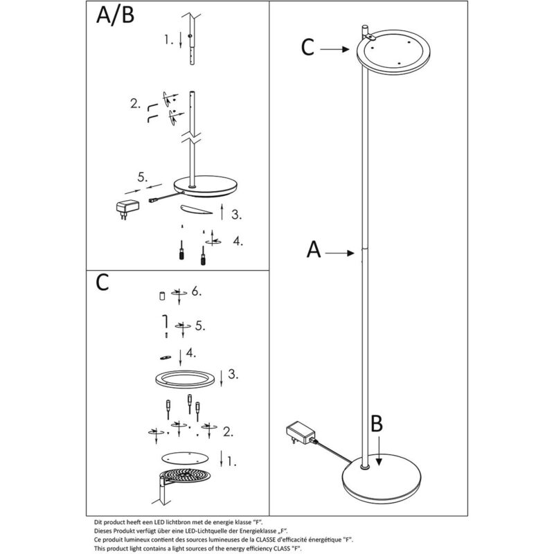 Vloerlamp Turound 2992ST Staal dimbaar - Afbeelding 9