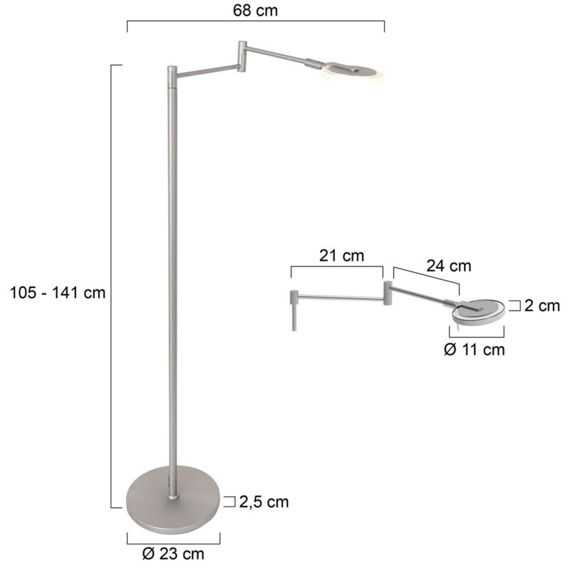 Vloerlamp Turound 3081ST Staal knik arm - Afbeelding 6