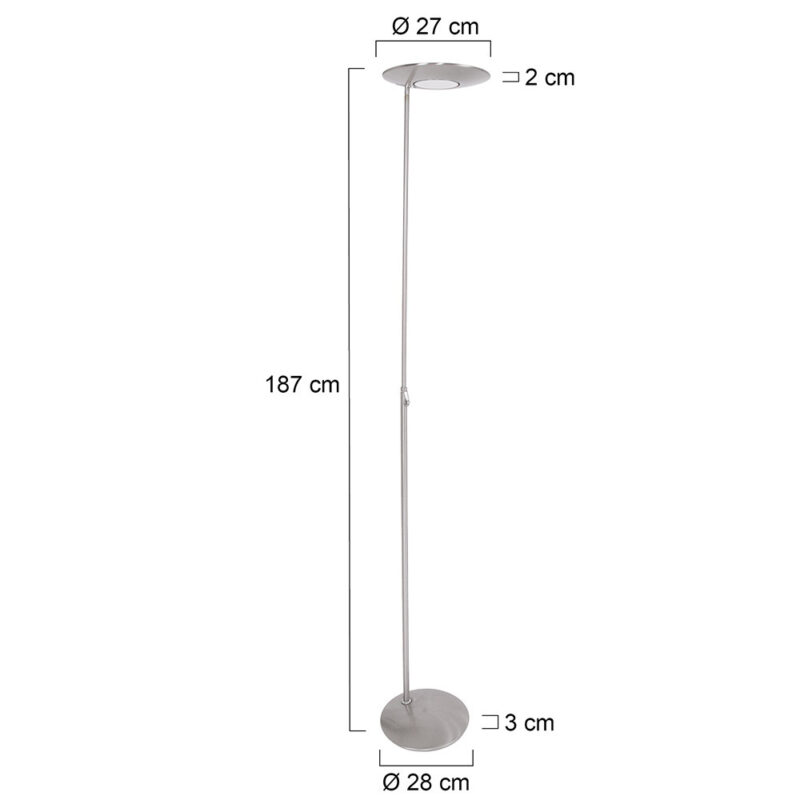 Vloerlamp Zenith 1477ST Staal Lichtkleur instelbaar - Afbeelding 7